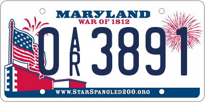MD license plate 0AR3891
