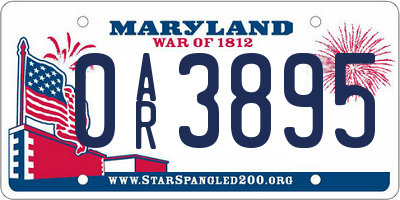 MD license plate 0AR3895