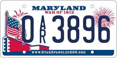 MD license plate 0AR3896