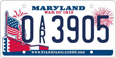 MD license plate 0AR3905