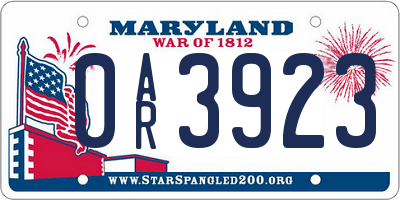 MD license plate 0AR3923