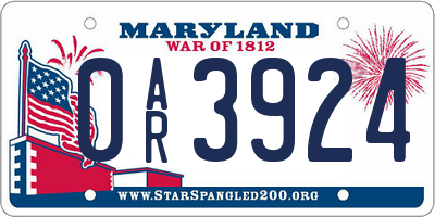 MD license plate 0AR3924
