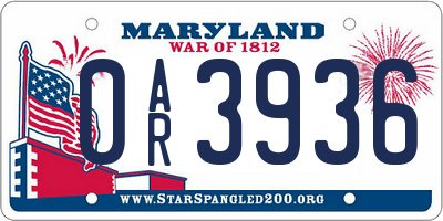 MD license plate 0AR3936