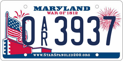 MD license plate 0AR3937