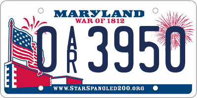 MD license plate 0AR3950