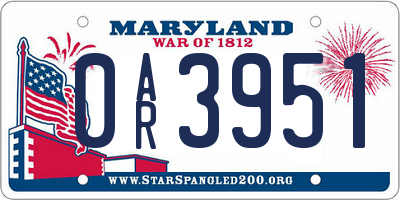MD license plate 0AR3951