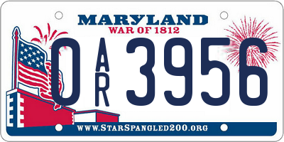 MD license plate 0AR3956