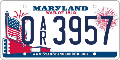 MD license plate 0AR3957