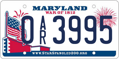 MD license plate 0AR3995