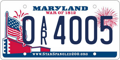 MD license plate 0AR4005
