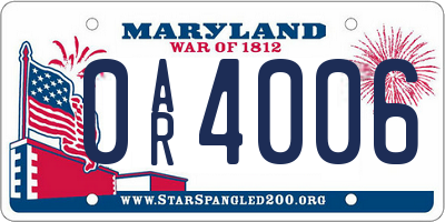 MD license plate 0AR4006