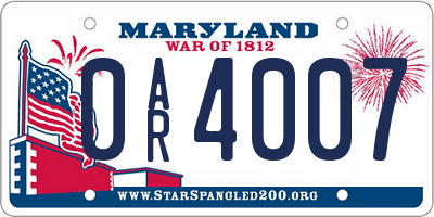 MD license plate 0AR4007