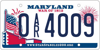 MD license plate 0AR4009