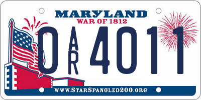MD license plate 0AR4011