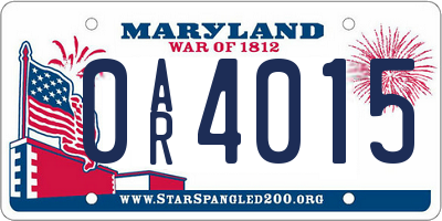 MD license plate 0AR4015
