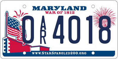 MD license plate 0AR4018