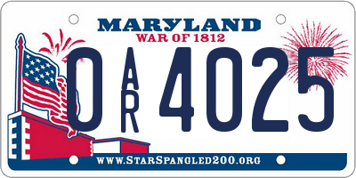 MD license plate 0AR4025