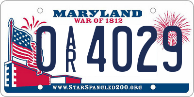 MD license plate 0AR4029