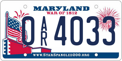 MD license plate 0AR4033