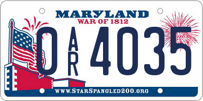 MD license plate 0AR4035