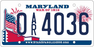 MD license plate 0AR4036