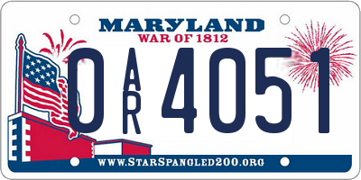 MD license plate 0AR4051