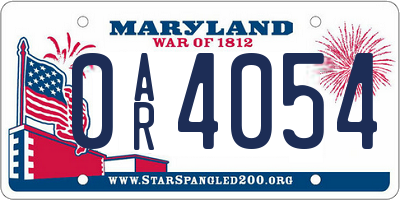 MD license plate 0AR4054