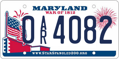 MD license plate 0AR4082