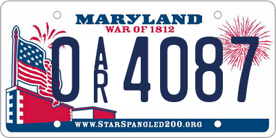 MD license plate 0AR4087