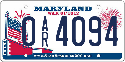 MD license plate 0AR4094