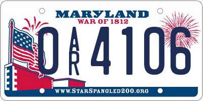 MD license plate 0AR4106
