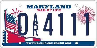 MD license plate 0AR4111
