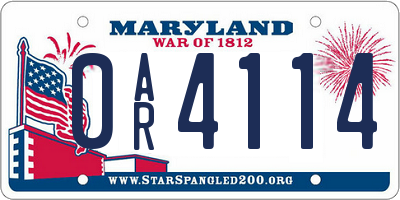 MD license plate 0AR4114