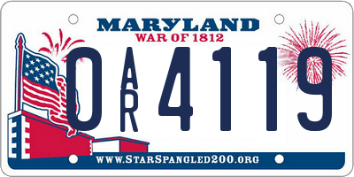 MD license plate 0AR4119