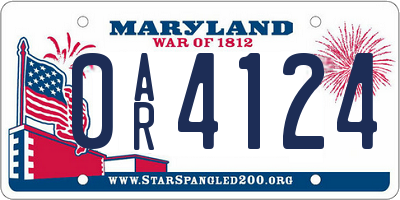 MD license plate 0AR4124