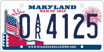 MD license plate 0AR4125