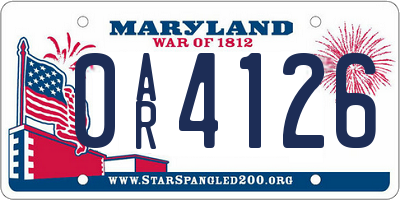 MD license plate 0AR4126