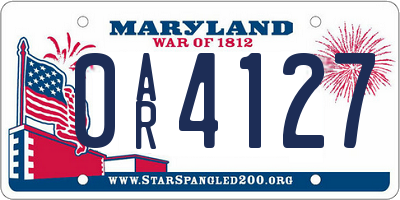 MD license plate 0AR4127