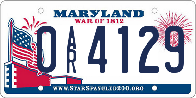 MD license plate 0AR4129