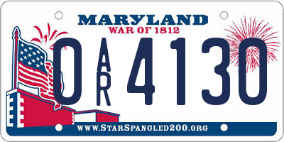 MD license plate 0AR4130