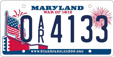 MD license plate 0AR4133