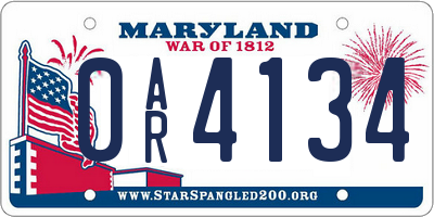 MD license plate 0AR4134