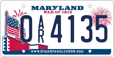 MD license plate 0AR4135