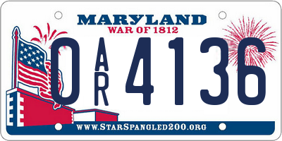 MD license plate 0AR4136