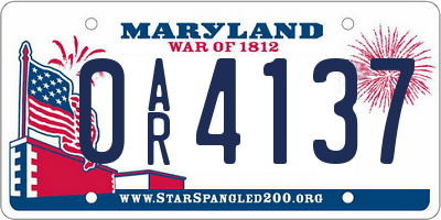 MD license plate 0AR4137