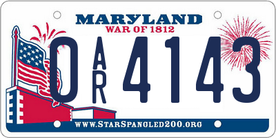 MD license plate 0AR4143