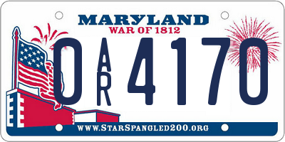 MD license plate 0AR4170