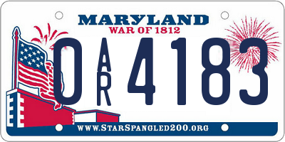MD license plate 0AR4183