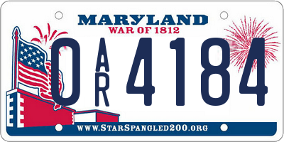 MD license plate 0AR4184