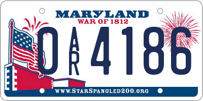 MD license plate 0AR4186
